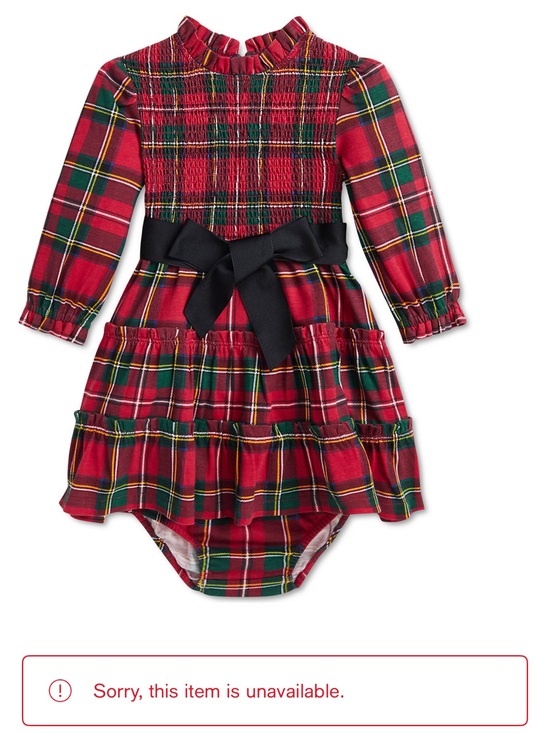 Ralph Lauren Other - Ralph Lauren Red and Green Plaid Baby Dress with Black Bow